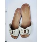 ALDO  Qelajar Slide Sandals Women's Size 6 Off White With Gold Buckle Classic Min Photo 3