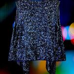 Joie  Sequin Drape Vest Women’s Sz. Small Midnight Blue Whimsigoth Witchy Photo 2