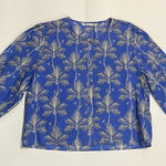ZARA  Blue and White Palm Print Blouse Photo 0