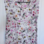 Pleione NORDSTORM cap sleeve floral wildflower print blouse size large Photo 0