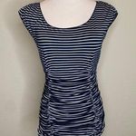 Max Studio Blue White Striped Fitted T Shirt Sz Small Photo 0