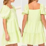 TALULAH Neon Puff Sleeve Ruffle Mini Dress Green Sz Small Photo 1