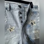 easel  Denim Distressed Frayed Edge Shorts animal print stars size small NWT Photo 7