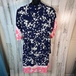 Motherhood Maternity Floral Wrap Dress Navy/Pink Sz Large | MSRP $50 Photo 1