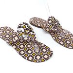 Tory Burch Yellow Pink Geometric Print Patent Leather Miller Sandals Size 8 Photo 4
