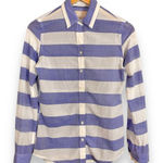 Banana Republic Button-Up Shirt Soft Wash Striped Blue White Women XS Nautical Photo 0