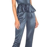 Lovers + Friends  strapless blue satin jumpsuit Photo 0