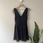 EXPRESS Vintage Y2K 100% Silk Shell Black V-Neck Mini Dress A-Line Sleeveless 12 Photo 3