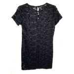Forever 21 Black Lace Crocket Short Sleeve Shift Dress Small Photo 4
