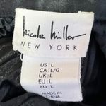 Nicole Miller Black Silk Satin Plisse Pleated Button Down Shirt Blouse Top Sz L Photo 3