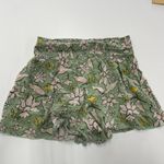 Aerie Shorts Womens Small Green Floral Print Pink Yellow Smocked Waist G Photo 1