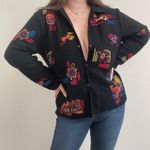 Chico's  Vintage Black Multicolor Wool Embroidered Aztec Animals Button Up Jacket Photo 0