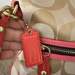 Coach Bonnie Signature Canvas W/Coral Leather Trim Fold Over Crossbody/Hand Bag Photo 4