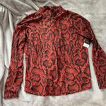 Nine West Red And Black Snakeskin Long Sleeve Blouse Photo 6