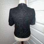 AQUA New, Mock Neck Short Sleeve Lace Blouse Shirt Top Size M Photo 1