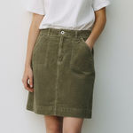 Carhartt Corduroy Skirt Size 8 Olive Green Knee Length Fall Pockets Academia Photo 0