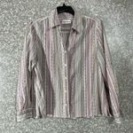 Alfred Dunner Pink Striped Plus Size Button Up Shirt Photo 0