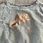 Nike  Air Rose Gold Logo Metallic Grey Crop Sweatshirt Size Medium Photo 3