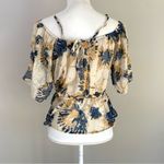 Anthropologie NWT Let Me Be Off The Shoulder Sheer Blouse Tan Yellow Beaded XS Photo 8