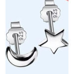 Boutique Dainty 925 Sterling Silver Mismatch‎ Moon Star Stud Earrings Photo 1