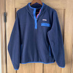 Vineyard Vines  Women’s Harbor Fleece 1/4 Snap Sweater Nautical Navy size Large Photo 0