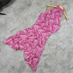 ALC Frank A.L.C 100% Silk Cody Floral Print Asymmetrical Halter Neck Midi Dress Pink 8 Photo 4