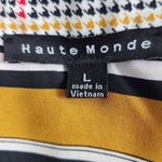 Haute Monde Mustard and Black Houndstooth Print Blouse Size Large Colorful Top Photo 5