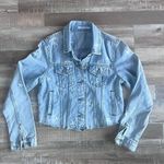 Star Embroidery Light Wash Blue Denim Jacket Size S Photo 0