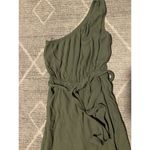 American Eagle  One Shoulder Jumpsuit Linen Blend Olive Green XS Romper Photo 2