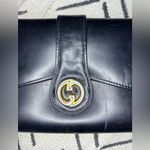 Gucci Vintage GG  Vintage Black Leather Clutch Purse Convertible Gold Strap Chain Photo 9