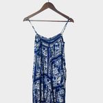 Anthropologie Maeve Waistless Blue White Printed Wide Leg Jumpsuit Size L Photo 12