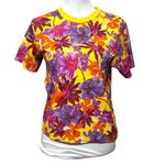 Tanya Taylor Sara Floral Tee Yellow Multicolor Women’s Size Small Organic Cotton Purple Photo 1