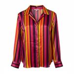 L'Agence Hailie Stripe Silk Blouse by  Size M French California Multicolor Photo 1