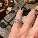 Blue Opal & Cz Sterling Silver Ring 5,6 Green Photo 4