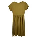Kate Quinn Dress Organic Cotton Button Front Short Sleeve Pockets Casual Mustard Yellow Photo 8