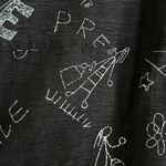 Chico's Design Embroidered Black Button Front Top Chalk Vibe Smile Love Medium Photo 5