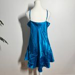 Solange Slip Dress Nightgown Women 14/16 Satin Blue Scoop Hem Flouncy Romantic Photo 1