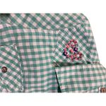Bit & Bridle Pearl Snap Button Up Western Shirt Medium Plaid Floral Hear… Green Photo 6