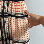 Maeve  White and Orange Polkadot Halter Dress with Black Trim Size 0 Photo 5