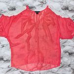 American Dream Short Sleeve Crochet Cold Shoulder Oversized Blouse Pink Women S Photo 0