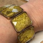 Yellow Snake Print Resin & Gold Tone Stretch Bracelet Photo 0