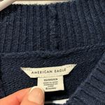 American Eagle  Smiley Navy Mock Neck Logo Smile Face Sweater Photo 4