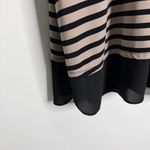 Susan Graver Tan & Black Stripe Tunic 2X Shoulder Button Detail Photo 5