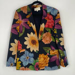 CAROLINA‎ K Women's Black Floral Print Notched Lapel Oversized Blazer Size Small Photo 0