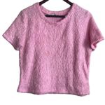 ZARA  Women Cropped Top L Pink Crew Neck Faux Fur Fuzzy School‎ Girl Festival Y2K Photo 0