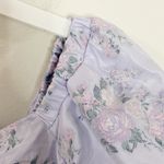 EXPRESS New  Floral Puff Sleeve Ruched Cropped Top in pale lavender size M Photo 5