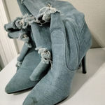 Denim thigh high heels. Blue Size 7.5 Photo 0