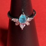 Bomb Party RBP7587 “In Perfect Harmony” Quartz on Rhodium Size 9 Ring NWT Blue Photo 0