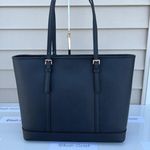 Michael Kors *one Scratch On Back *Black Jet Set Travel Saffiano Leather Tote Photo 4