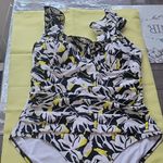 DKNY Women Floral Piece Swimsuit - Black, White, Yellow Size XL Photo 2